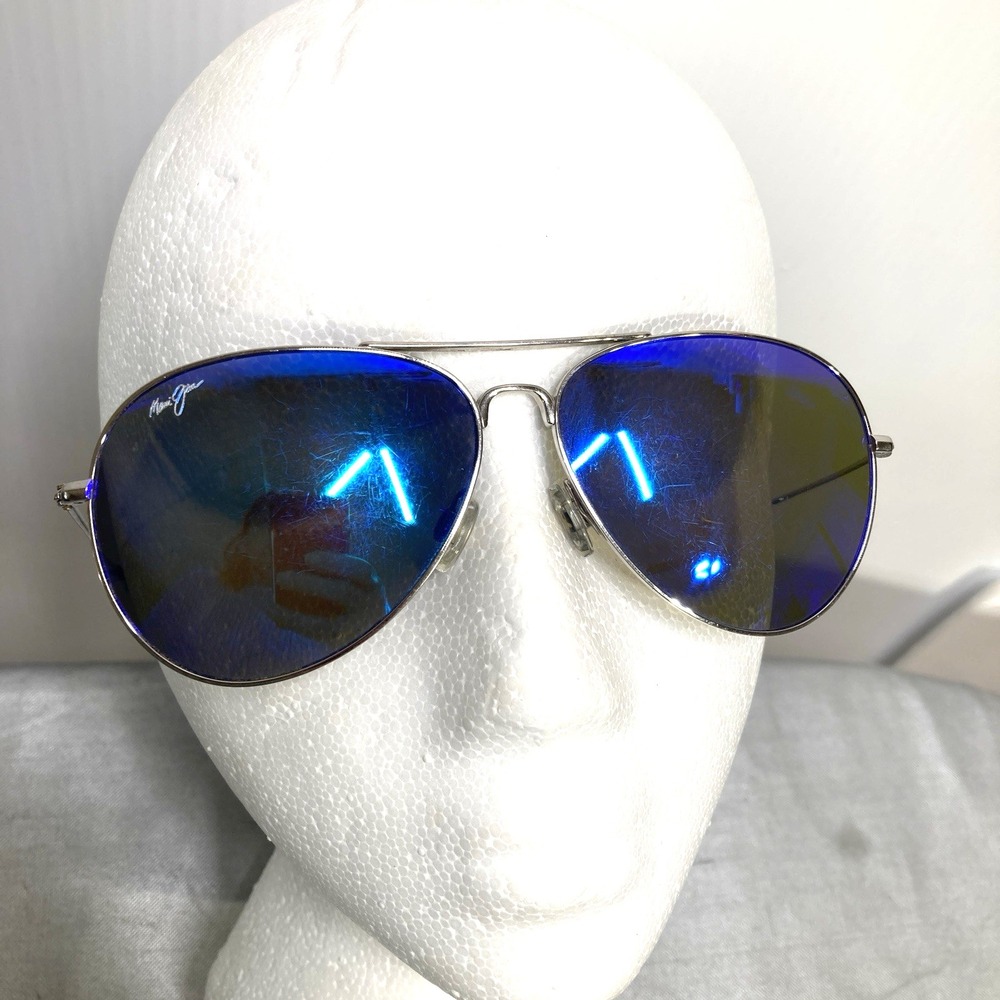 Aviator Sunglasses with Blue Mirrored Lenses